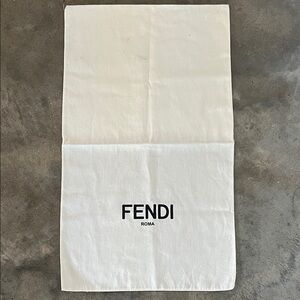 Authentic Fendi White Cotton Logo Dust Bag with Black Print